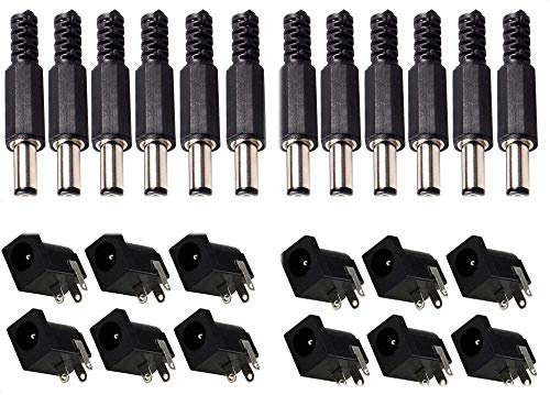 RUNCCI-YUN 2,5 mm x 5,5 mm Hohlstecker 12v, 2,1 mm x 5,5 mmhohlstecker, für CCTV ect Electronics Projekte,24 Stück