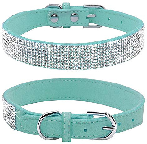 haoyueer Hundehalsband mit Strasssteinen, glitzernd, weiches Wildleder, für Hunde und Katzen