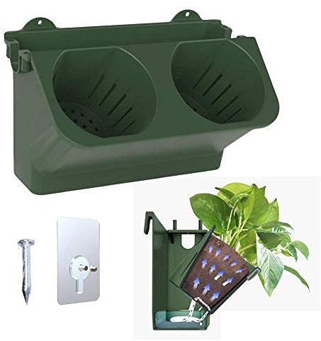 LuukUP Wand-Übertopf, Wandvase, Automatische Bewässerung Vertikale Gartenwand Blumentopf Hängen, Für Innen Außen Balkon Terrasse Dekoration Verwendet (Dunkelgrün 2er)