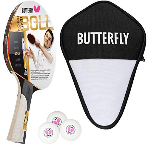 Butterfly® Timo Boll Gold 85020 Tischtennisschläger | Tischtennis Racket Bat TT Hobby & Freizeit | Trainingsschläger für geüpte Spieler | ITTF zertifizierter Pan Asia Belag | konkave Griffform