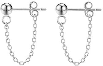 Reffeer 925 Sterling Silber Kugelkette Ohrstecker baumeln für Damen Ohrringe Mädchen Ohrringe Kette Tropfen Ohrringe Ohrstecker