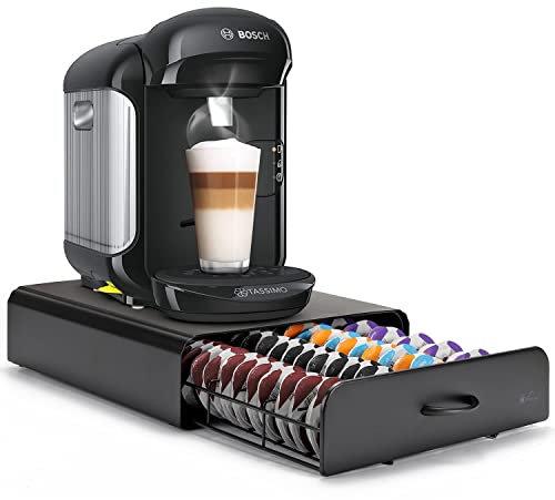 Vinsani 64 Compatible Coffee Pod Holder - 64 Capsules Stackable Stand - Non Slip Base Black T-Disc Coffee Capsules Stand & Pod Storage Drawer Anti-Vibration Design