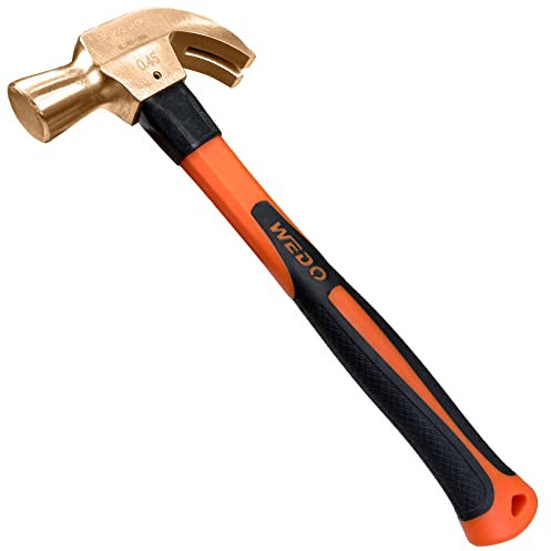 WEDO Marteau arrache-clou non étincelles, marteau de sécurité sans étincelles, cuivre béryllium, non magnétique, norme DIN, certificat BAM et FM, 910 g x 375 mm