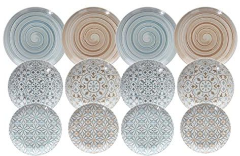 Tognana Aura - Vajilla de 12 piezas, porcelana, multicolor, fabricado en Italia