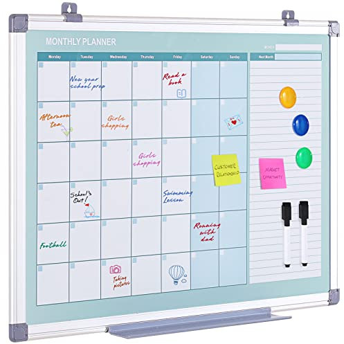 MAKELLO Magnetisches Whiteboard Monatsplaner, Trocken Abwischbar, To Do Liste, für Zuhause, Schlafzimmer, Büro, Klassenzimmer, 60 x 45 cm