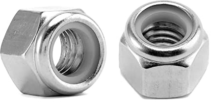 3/8-16 Nylon Insert Hex Lock Nuts 100Pcs 304 Stainless Steel Locknuts, Hex Drive, Bright Finish, by SG TZH