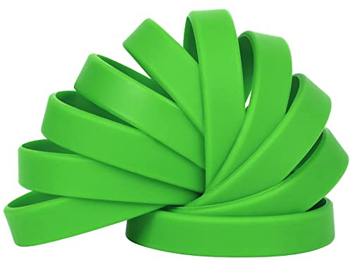 LVNRIDS 100 Stück Silikonarmband für Kinder Grün, 18 cm Silikon Armbänder Elastische Gummiarmbänder für Jungen Mädchen Schule Aktivität Party Geschenke