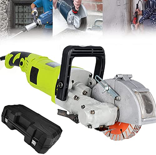 GBHJJ Scanalatore da Muro scanalatrice, Scanalatore Elettrica scanalatrice da Muro Include 5 Dischi diamantati 115 mm 4000W Nessuna Polvere Industriale Parete Scanalatrice,Grün-125MM