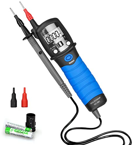 2 Poliger Spannungsprüfer Durchgangsprüfer, Spannungsprüfer Zweipoliger 38C | Digital Phasenprüfer, Messgerät Strom, 6000 Counts Spannungsprüfer, Ohmmeter, AC/DC Multimeter für Widerstand/Diode/Kapazität