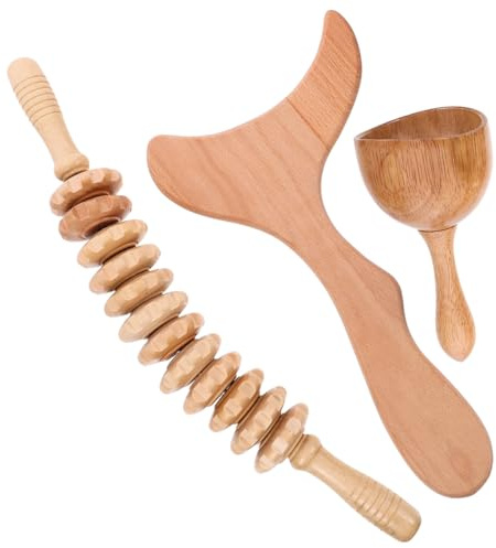 Healifty 3-In-1-Holztherapie-Massagegeräte -Massagegerät Maderoterapia-Kit Körper-Gua-Sha Roller Seilmassagegeräte Zum Entspannen