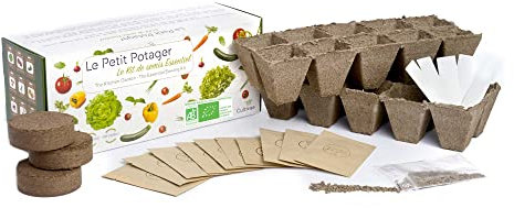 CULTIVEA® El Pequeño Huerto - Kit de 10 semillas esenciales - Macetas de siembra - Semillas 100% ecológicas - Cultiva y disfruta - Idea de regalo (hierbas, tomates, verduras, ensaladas)