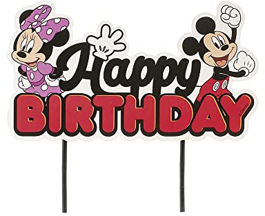 Cake Topper Topolino e Minnie Mouse Decorazione per Torta Happy Birthday in Carta