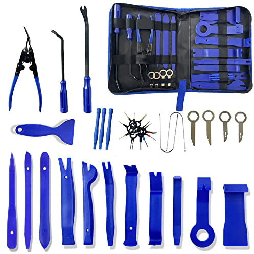 Kitbest 36 outils de démontage pour voiture, en plastique, outils de levier de voiture, kit d'outils de revêtement intérieur, clips de fixation, kit d'outils de réparation de voiture