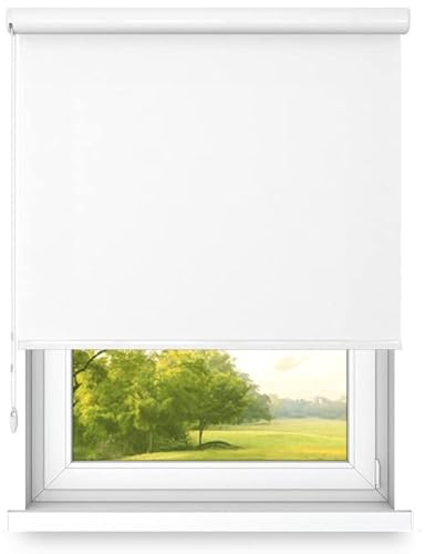 Time4Blinds Freihängendes Rollo in Aluminiumkassette - Küchenrollos für Fenster - Schlafzimmerrollos für Fenster - Kassettenrollo für Innen - 200 x 140 cm - Klassisches Weiß - Links