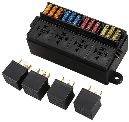 LSGGTIM Relais-Sicherungskasten, 12V 40A Relaisbox Flammenhemmend IP65 Wasserdicht 4-Polig Z-Halterung Sicherungsblock für Wohnmobil Wohnwagen LKW Auto Schiff