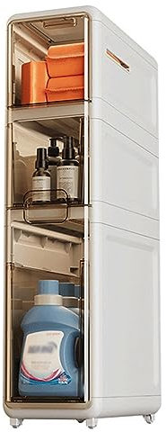 Schmaler Badezimmerschrank Hoher Eckschrank Bauernschrank mit durchsichtigen Schubladen und Rollen, Platzsparend für Badezimmer, Küche, Schlafzimmer, Wohnzimmer, Waschküche, Balkon
