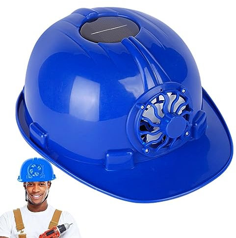 Cascos de seguridad Casco duro – Cascos de trabajo de refrigeración con ventilador solar, equipo de protección ajustable, cascos de seguridad para trabajos de altura y andamios Halatua