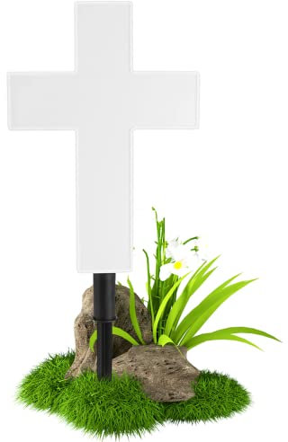 Decorazioni per cimitero per cimitero, croce illuminata per esterni, croce solare per cimitero, luce bianca in plastica, pietra tombale, luce solare luminosa, croce da giardino, decorazione a croce