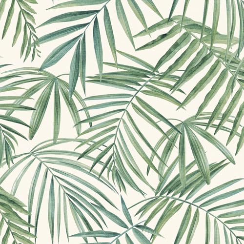 Arthouse Palm Leaves Green White Wallpaper - Trendy Stylish Tropical Botanical Floral - Feature Wall Bedroom Living Room Wallcovering 923909