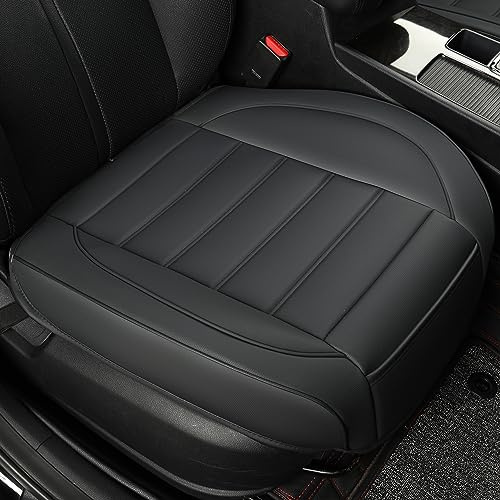 Vankerful Vordersitzbezüge aus Leder, Untersitzbezüge für Autos, Fahrersitzkissen, Luxus-Sitzschoner, für die meisten Fahrzeuge, Limousine, LKW, SUV, Schwarz, 1 Stück