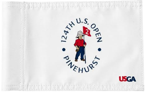 2BUT 2024 US Open Pinehurst Golf Pin Flag Practic Putting Green Golf Flag For Backyard Garden Double-Sewn 600D Nylon Miniature Pin Flag Regulation Tube Flag (white 8X6)