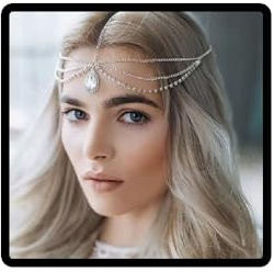 Caiguoer kristall brudhuvud kedja silverlager brud huvudbonad tofs strass pannband hårdel festival bröllop hårtillbehör för kvinnor (guld)