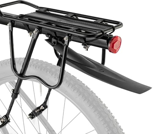 Sadodo Upgraded Aluminum Bicycle Luggage Carrier Cargo Rear Rack,Cycling Seatpost Bag Holder Stand with Fender Mudguard,for 20-29 inch Bike Bag Storage,110LBS