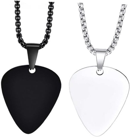 Abaodam 2 Stück Edelstahl Gitarrenplektrum Halskette Herren Damen Anhänger Gitarrenplektron Form Langlebig Leicht Mit Glatter Oberfläche Geschenk Für Gitarrenspieler