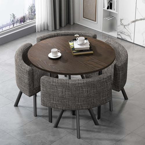 Modernes Esstisch-Set für 4 Personen mit Stühlen, moderner quadratischer/runder Besprechungstisch, 5-teiliges Möbelstück für kleine Räume, Küche, Esszimmertisch (80 cm)