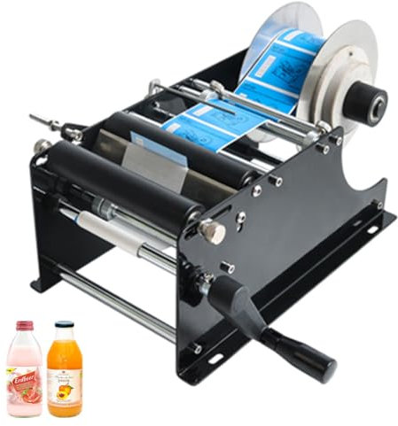 DTEYSD Flaschenetikettiermaschine - Einstellbares, halbautomatisches Handbuch für 15-120 mm große Dosen und Flaschen