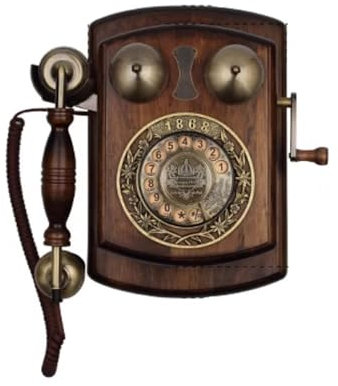 HPTHLY Téléphone Mural au Design rétro, téléphone Mural en Bois, Sonnerie mécanique, Cadran Rotatif à l'ancienne, Parfait pour la Cuisine, Le Salon, l'hôtel