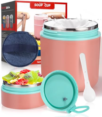 Récipient à déjeuner,Gobelet à Céréales à Emporter,gobelet à Oats isolé en acier inoxydable,710ML Thermo Isolant Contenant avec Cuillère,Idéal pour Petit Déjeuner, Repas Chauds ou Snacks