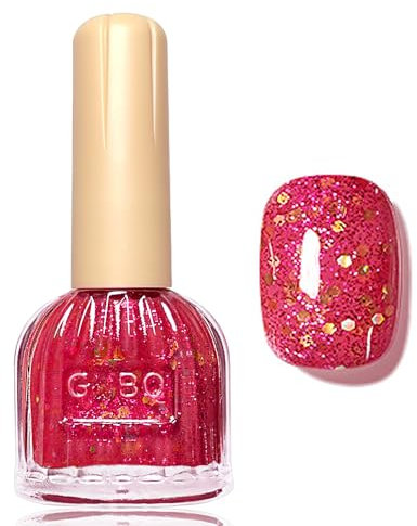 Virellay Roter Nagellack Glitzer, Glitzer Nagellack Rot auf Wasserbasis Ohne UV Lampe, Nacktbraun Langanhaltender Schnelltrocknender für Frauen DIY zu Hause, 10 ML (Rot Glitzer, 10 ML)