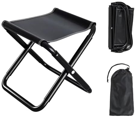 Ntwdby Siège de Camping Portable, 30 CM Tabouret Pliable de Camping, Mini Chaise Pliante Portable, Petite Chaise de Camping en Aluminium, Tabouret de Camping, pour Voyage Plage Pêche BBQ