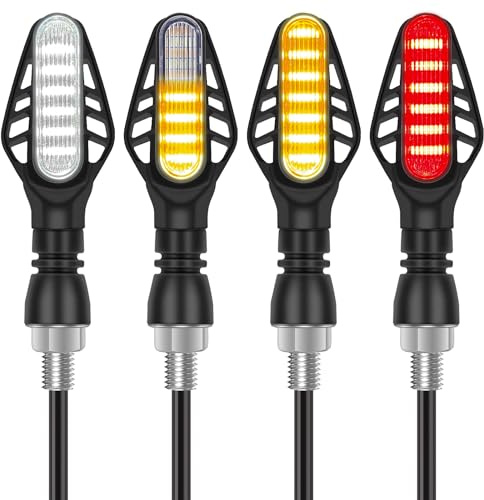 Kinstecks 4PCS Mini Indicatori per Moto Luci di Svolta a LED Fluenti, Luci diurne e Lucis Freno 13 LED 12 V per moto