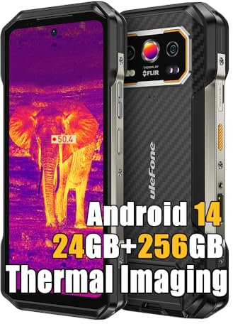 Ulefone Armor 27T Thermal Rugged Smartphone 2025, 24GB+256GB/2TB Android 14 Telefono Robusto, 64MP+Termocamera Telefono, 10600mAh Ricarica Wireless, 6.78 FHD+ Cellulari Resistente IP68, NFC, 4G LTE