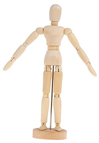 Angoily 1 Stück Holz Puppen Ornamente Modellfigur zeichnen Stand Zeichnung Attrappe Puppenarmatur Puppenmenschen Puppengelenke Puppe zeichnen Hölzern Beige