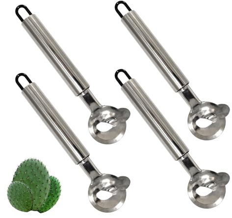 4 PCS Cactus Peeler, Stainless Steel Nopales Peeler, Noodle Cutting Knife Long Handle with Hole, Kitchen Gadget Accessories Use It to Peel Cactus Cut Noodles or Use It as a Dough Knife