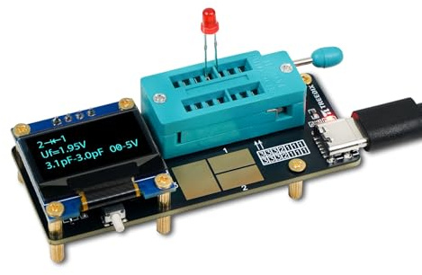 Treedix Tester per transistor GM328 - Misuratore LCR/ESR con schermo a colori, tester per componenti per MOSFET/PNP/NPN, condensatore, diodo, resistore, SMD, triodo e diodo Zener