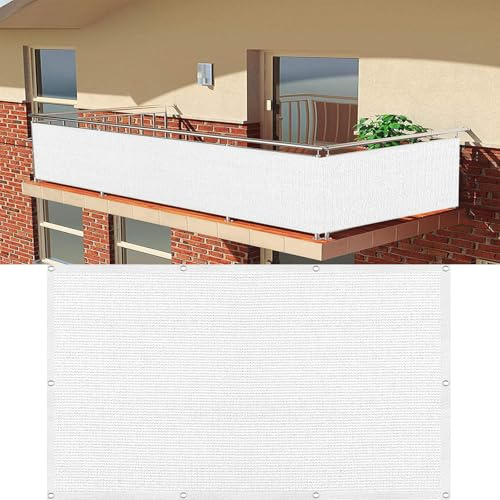 Balkon Balkonumrandung Windschutz 115 x 210 cm Wetterbeständiges Und Pflegeleichtes, in Div. Größen & Farben Balkonsichtschutz für Balkongeländer, Weiß