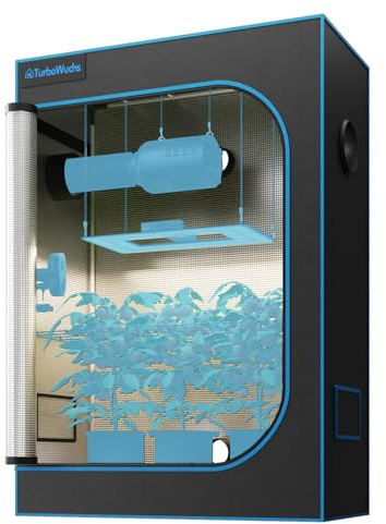 Grow Zelt 120x60x180 cm – 1680D Oxford Indoor Grow Tent mit Diamant Mylar, Lichtdicht & Wasserdicht, Stabiler Metallrahmen, Hochleistungs-Reißverschluss, Belüftung & Bodenwanne