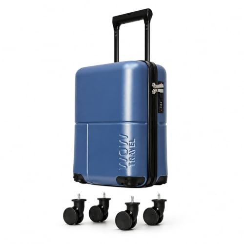 wowtravel *NEW* Underseat Cabin Bag 2025 | NEW Ryanair Size Wizz Air Jet2 Approved Suitcase 40x30x20 cm / 40x20x25cm | Hard Shell Lightweight Trolley | Fits Under Seat (Cyanine Blue)