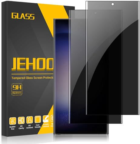 JEHOO 2 Stück für Samsung Galaxy S23 Ultra für Panzerglas Sichtschutz, 9H Härte Privacy Panzer Schutz Glas Folie, 3D Gebogen, Kratzfest, Anti-Bläschen, Anti-Spy Schutzfolie 17