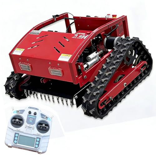 BoluDukNN Cortacésped Oruga con Mando a Distancia – Motor Gasolina 9cv 224cc 4 Tiempos, Ancho De Corte 55cm, Pendiente 60°, Luces LED, para Terrenos Inclinados, Huertos Y Uso Comercial