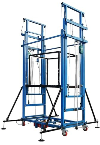 Andamio eléctrico teledirigido elevador eléctrico con ruedas giratorias, para decoración del hogar, obras, plataforma elevadora (azul, 11,4 pies)