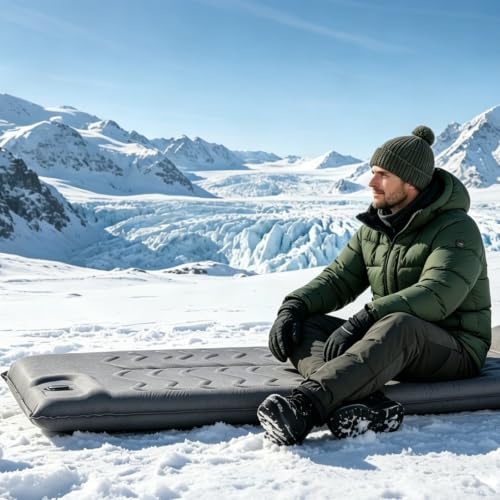HAUSPROFI Selbstaufblasende Schlafmatten R-Wert 4,6, Isomatte Camping mit Fußpumpe & Kissen für 4 Jahreszeiten, Isolierte Luftmatratze aus Schaumstoff für Winter & Sommer für Wandern Strand Outdoor