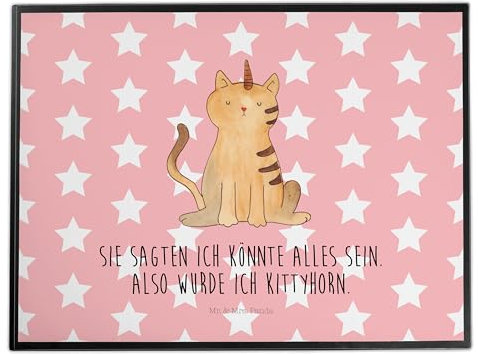 Mr. & Mrs. Panda tischpad Einhorn Katze - Geschenk, Unicorn, schreibtischunterlagen, schreibtischauflagen, Schreibunterlage, Glitzer, Regenbogen, Mieze, schreibtischunterlage, Schreibtisch Unterlagen