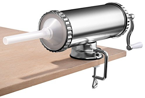 COSTWAY 2,5 kg Poussoir à Saucisses, Machine à Saucisse Remplissage de Saucisse en Alliage d'Aluminium avec 3 Tubes de Diamètre Différent, Conception Simple et Fixable sur Table