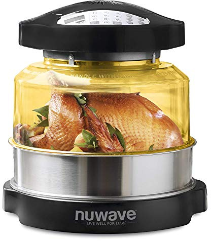 Nuwave Four Pro Plus | Four à Convection par chaleur tournante et à Infrarouge; Friture à Air Chaud, Gâteaux, Grillades, Barbecue, Gril, Cuisson Vapeur, Rôtis et Déshydratation Noir One Size