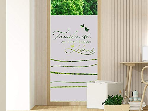 GRAZDesign Fensterfolie Bad - Glastür Aufkleber Tür - Fenstertattoo Sichtschutz/Motiv: Familie Spruch mit Wellen für Wohnzimmer / 70x110cm Breite x Höhe